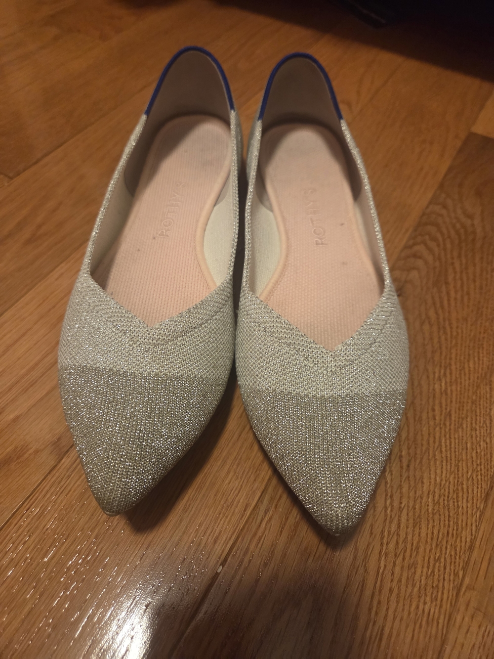 Rothys Pointed Toe Flats in Shimmery Silver And Gold - Comfort Slip-Ons